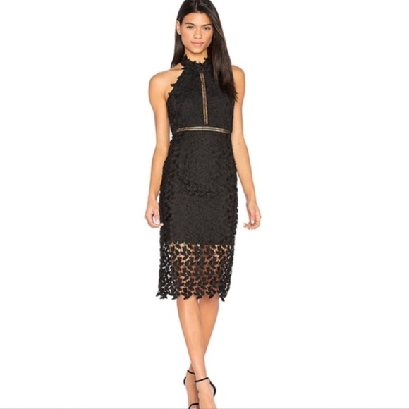 Bardot‎ Gemma Lace Halter Cocktail Dress Black 6 - Picture 3 of 11